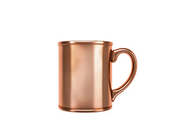 Shiny copper mug beverage container, cut out transparent