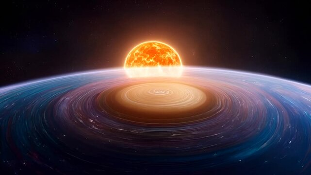A digital space scene showing the Sun's powerful energy