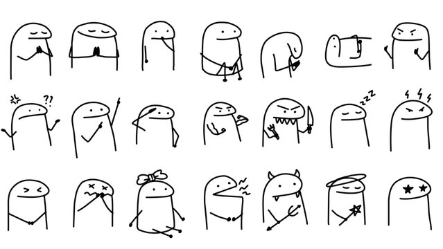 cute vector cartoon character illustration abstract black lines suitable for stickers, covers, memes