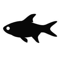 Fototapeta premium ember tetra fish vector silhouette icon, black and white illustration of fish.