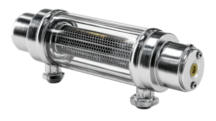 Industrial Glass Chamber: A close-up shot showcases a high-tech industrial glass chamber, its transparent structure revealing intricate internal components.