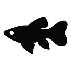 endler s livebearer fish vector silhouette icon, black and white illustration of fish.