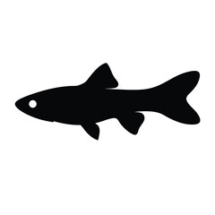 endler s livebearer fish vector silhouette icon, black and white illustration of fish.