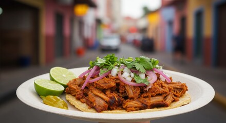 Delicious Mexican Street Tacos with Lime and Onion
