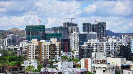 Aerial view of the Pune city, IT hub, software park, India, Mumbai, Delhi, Bangalore, Jaipur