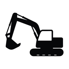 excavator , black and white illustration of vehicles.