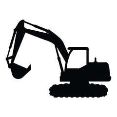 excavator , black and white illustration of vehicles.