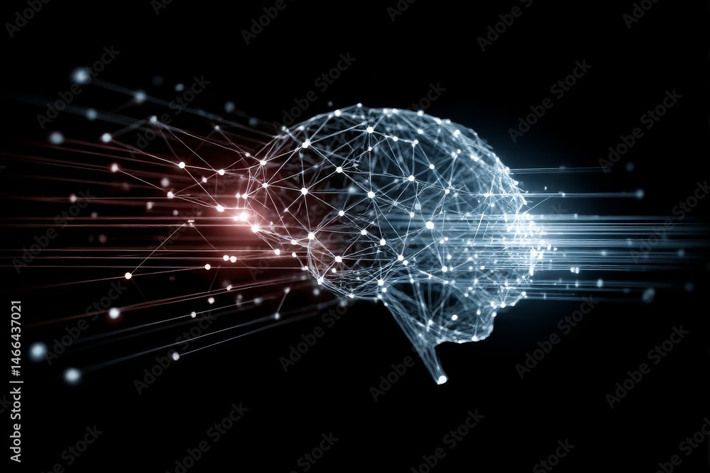 Aufkleber Digital Brain: Abstract Neural Network Representing Intelligence, Connectivity, and Data Flow in Artificial Intelligence Systems