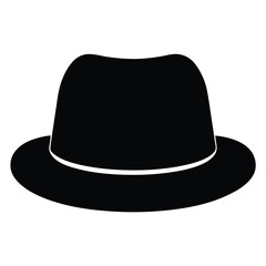 fedora vector silhouette icon, black and white illustration of footwear.
