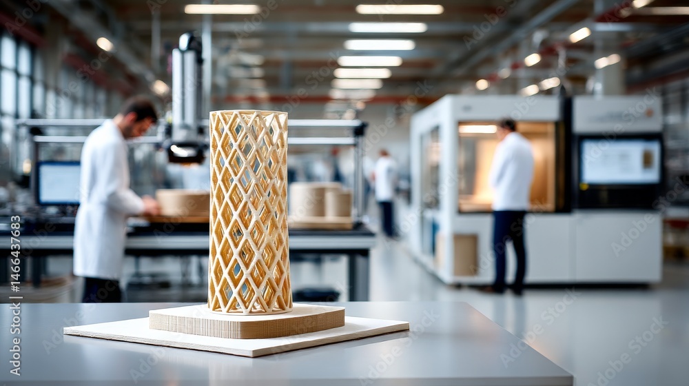 Leinwandbilder innovative 3d printed structure in modern lab with scientists and equipment showcasing advanced manu