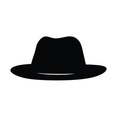 fedora vector silhouette icon, black and white illustration of footwear.