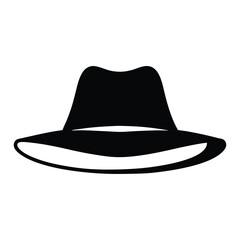 fedora hats vector silhouette icon, black and white illustration of footwear.