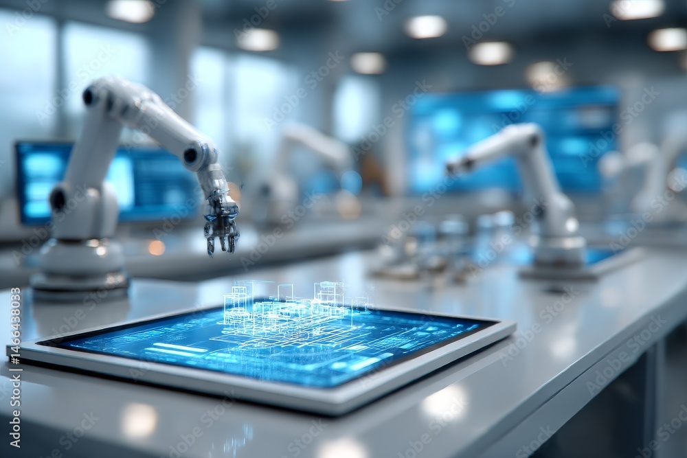 Leinwandbilder robotic automation: digitally enhanced design and manufacturing in a modern tech laboratory