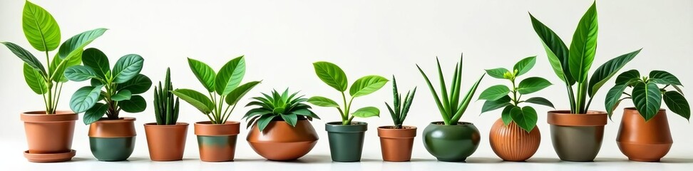 Obraz premium Assortment of potted houseplants with different textures and shapes, growth, variety, greenery