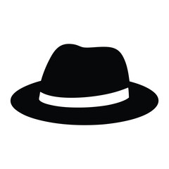 fedoras vector silhouette icon, black and white illustration of footwear.