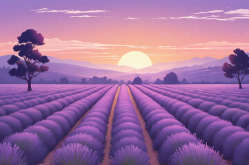 Lavender Field at Sunset
