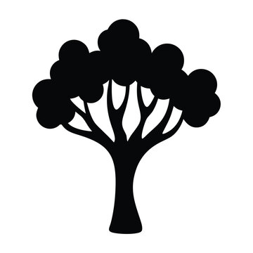 recommend clip art: fig tree vector silhouette icon, black and white illustration of trees.
