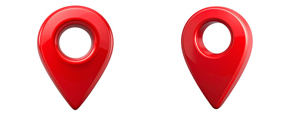 Glossy Red Map Pin and Navigation Marker Icon, Transparent Background