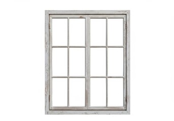 Vintage white wooden window frame with eight panes against a plain background, isolated
