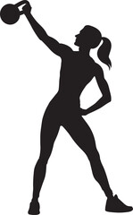Silhouette of a Strong Woman Lifting Weights | Powerful Female Athlete in Motion | Fitness Strength Training