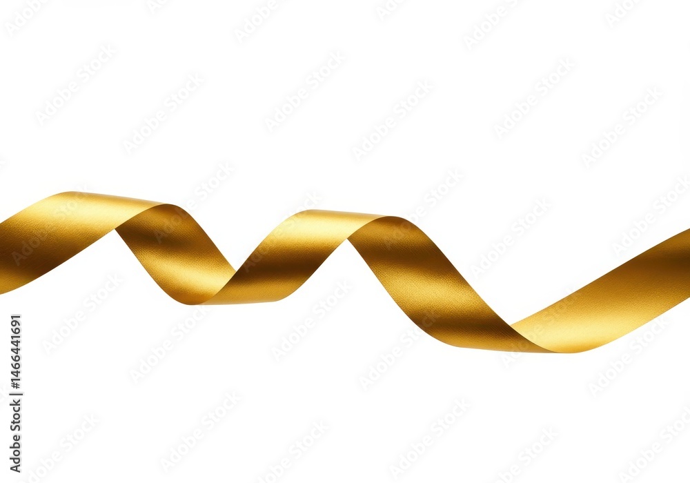 Poster a single golden ribbon curves across a white background in a simple, elegant design element