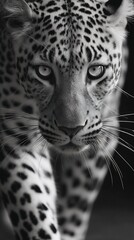 Close-up of a leopard's face and upper body