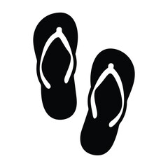 flip flops vector silhouette icon, black and white illustration of footwear.