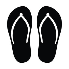 flip flops vector silhouette icon, black and white illustration of footwear.