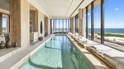 Fototapeta premium Full-length windows revealing private indoor pool