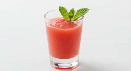 Refreshing Red Watermelon Smoothie with Mint Garnish