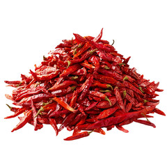 Fototapeta premium Dried red chili peppers pile for sale spice ingredient hot food flavor isolated on transparent background png