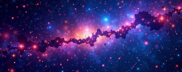 Obraz premium Abstract artistic interpretation of the Milky Way in vibrant colors with sparkling stars and cosmic atmosphere, celestial beauty, stardust, starfield