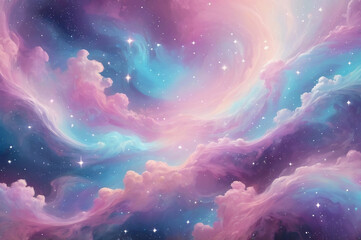 Cosmic Pastel Nebula with Stars
