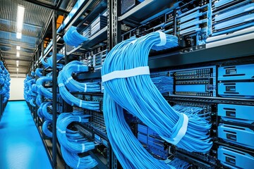 Server room with network cables