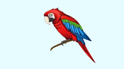 Fototapeta premium Scarlet Macaw Parrot on Light Blue Background
