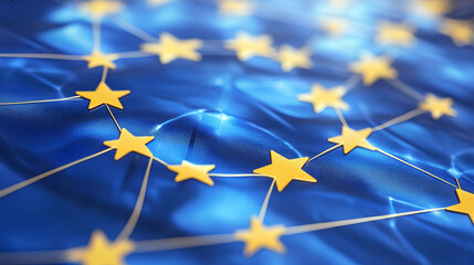 European telecommunication network connected over Europe, France, Germany, UK, Italy, concept about internet and global communication technology for finance