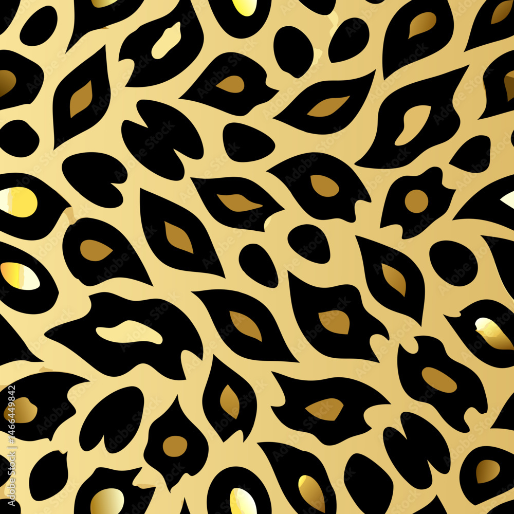 Poster abstract leopard print vector pattern in black and gold colors