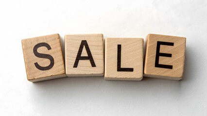 Obraz premium Wooden Letter Blocks Spelling SALE on White Background