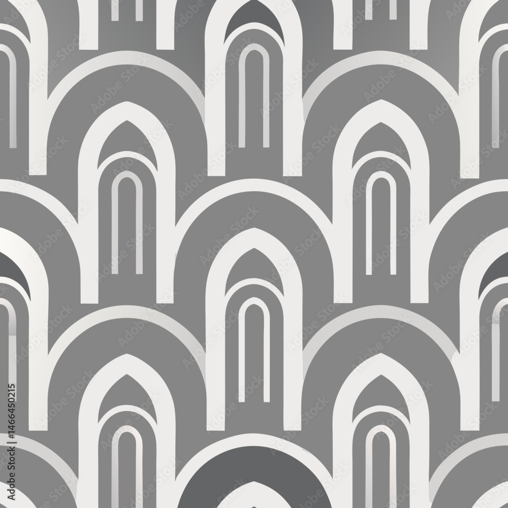 Poster artistic seamless vector pattern of stylized minimal arches