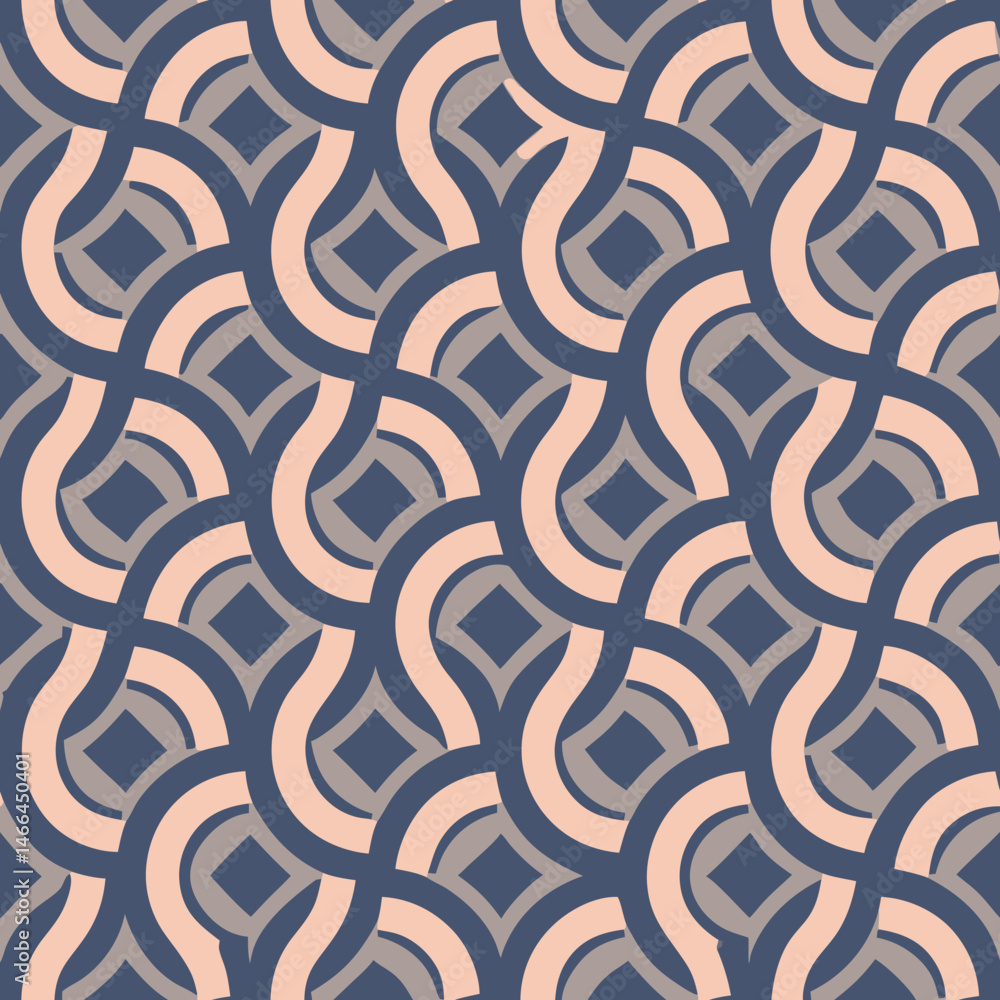Poster contemporary vector pattern of thin elliptical loops