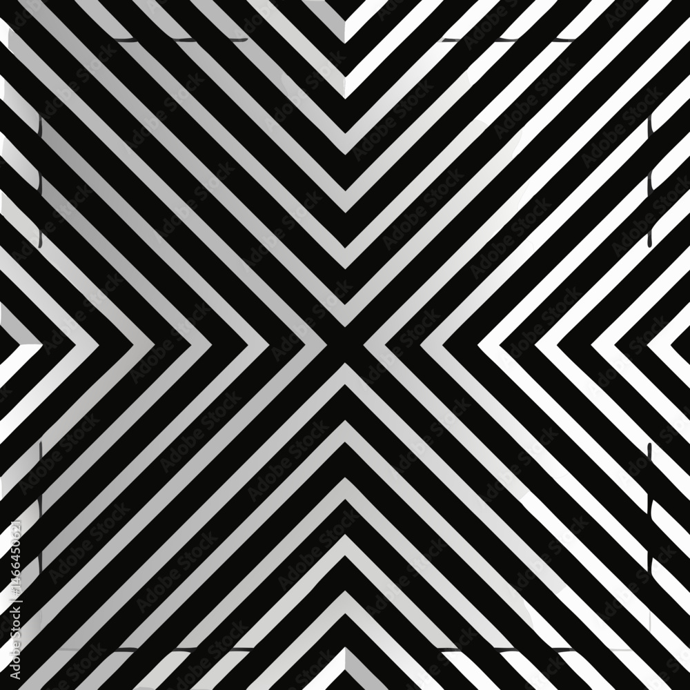 Poster Seamless vector pattern with thin parallel diagonal lines in black and silver  
