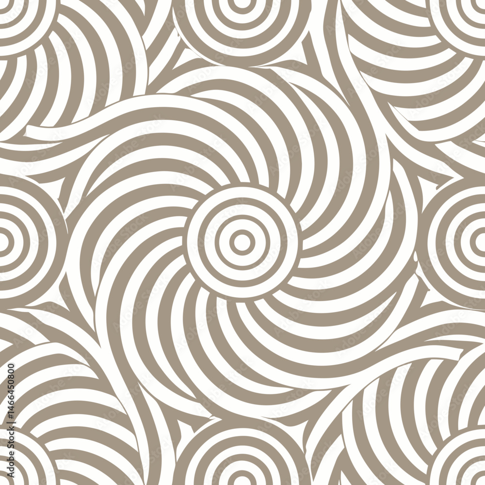 Poster elegant beige vector pattern with concentric swirling arcs