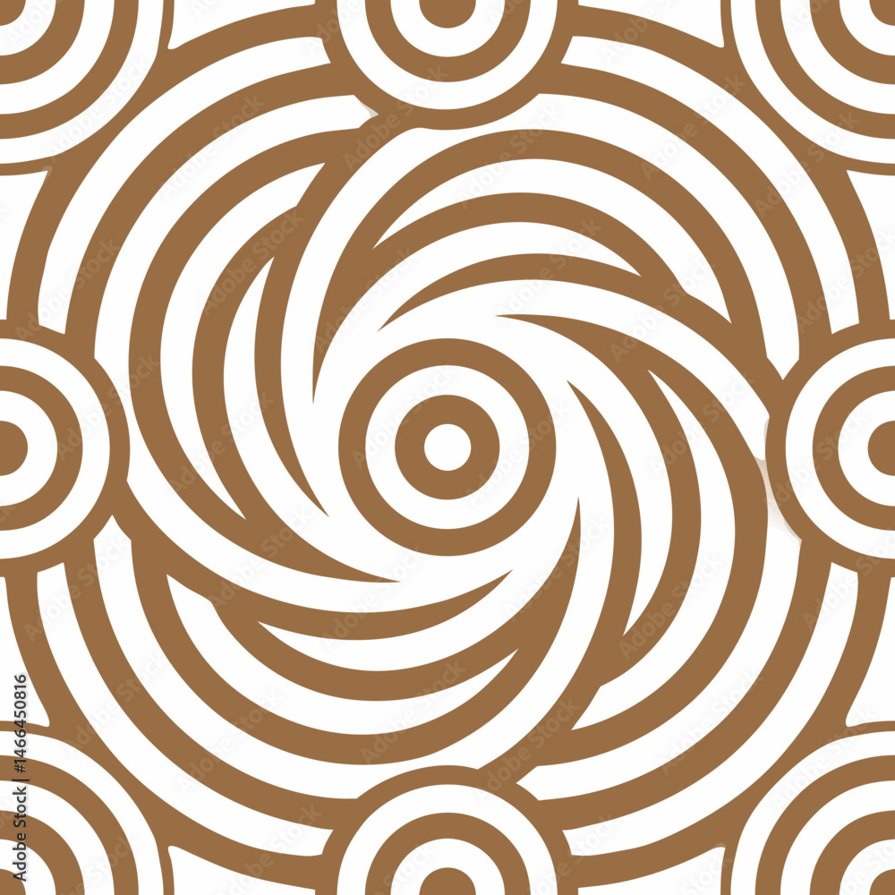 Poster elegant vector pattern of white concentric arcs on brown background