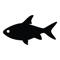 Obraz premium glass catfish vector silhouette icon, black and white illustration of fish.