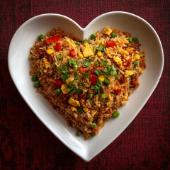 heart-shaped fried rice