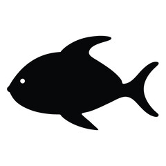 green terror fish vector silhouette icon, black and white illustration of fish.