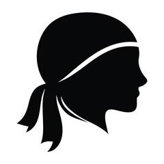 hair scarves vector silhouette icon, black and white illustration of footwear.
