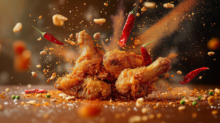 Spicy Fried Chicken Explosion with Chili and Crumbs – Perfect for National Fried Chicken Day Celebration