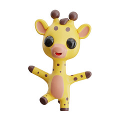 Giraffe Jumping 3D Character Illustration.