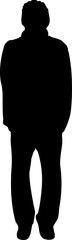Black solid person silhouette isolated on white background